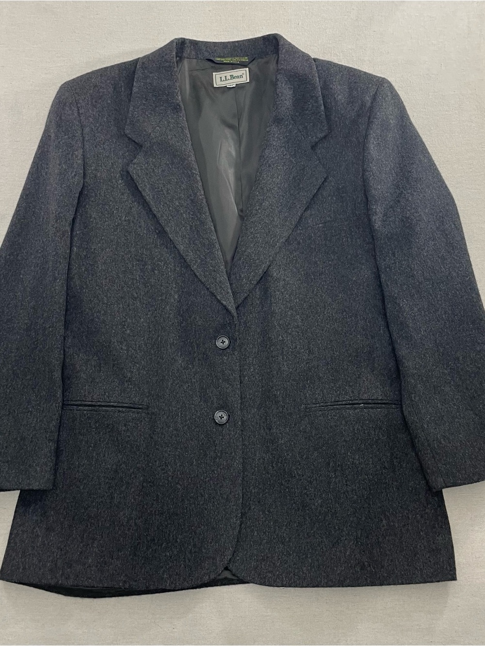 LL Bean Women Blazer Jacket 16P Wool Cashmere Blend Duster Office Old Money USA